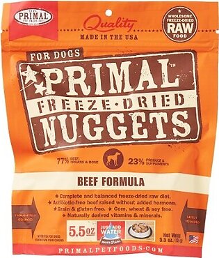 Primal Freeze-Dried Dog Food Nuggets Beef - 14 Oz