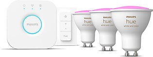 Philips Hue White and colour ambience Starter kit: 3 GU10 smart spotlights + dimmer switch