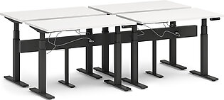 Series L Desk for 4 + Boom Power Rail, Charcoal Legs