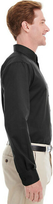 M581T Harriton Men's Tall Foundation 100% Cotton Long-Sleeve Twill Shirt with Teflon™