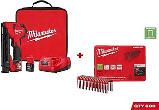 Milwaukee M12 Cable Stapler Kit & 1" Insulated Cable Staples (Box of 600) BUNDLE