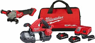 Milwaukee M18 FUEL Compact Band Saw Kit & M18 FUEL 4-1/2" / 5" Variable Speed Braking Grinder, Paddle Switch No-Lock