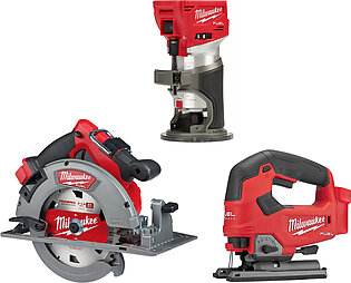 Milwaukee M18 FUEL 7-1/4" Circular Saw & M18 FUEL D-Handle Jig Saw & M18 FUEL Compact Router - Tool Only 2732-20 & 2737-20 & 2723-20