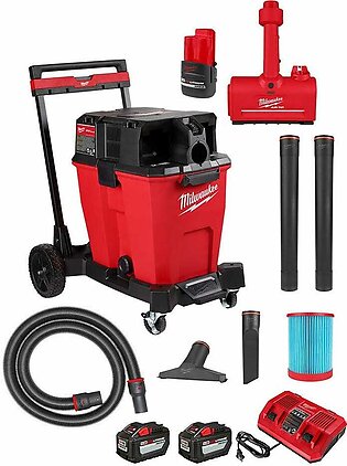 Milwaukee M18 FUEL 12 Gallon Dual-Battery Wet/Dry Vacuum Kit & M12 AIR-TIP Utility Nozzle & M12 REDLITHIUM HIGH OUTPUT CP2.5 Battery 0930-22HD & 0980-20 & 48-11-2425
