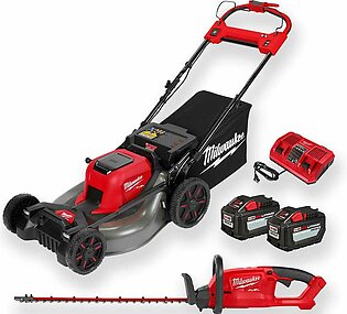 Milwaukee M18 FUEL 21" Self-Propelled Dual Battery Mower Kit & M18 FUEL Hedge Trimmer 2823-22HD & 2726-20
