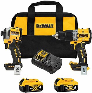 DeWalt 20V MAX Brushless Cordless XR 1/2 In. Hammer Drill/Driver and Atomic 1/4 In. Impact Driver Kit With 4.0Ah Batteries DCK2050M2
