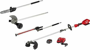 Milwaukee M18 FUEL QUIK-LOK String Trimmer Starter Kit & Hedge Trimmer, Edger, 10" Pole Saw Attachments 2825-21ST & 49-16-2719 & 49-16-2718 & 49-16-2719