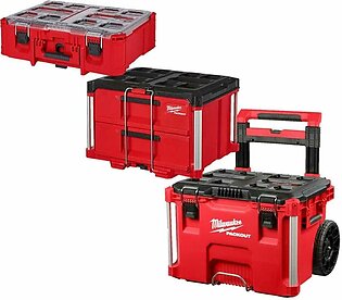 Milwaukee PACKOUT Rolling Tool Box & PACKOUT 2-Drawer Tool Box & PACKOUT Deep Organizer