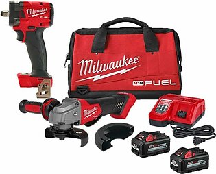 Milwaukee M18 FUEL 4-1/2" / 5" Braking Grinder w/ ONE-KEY Paddle Switch, No Lock & M18 FUEL 1/2" Compact Impact Wrench w/ Friction Ring Bare Tool