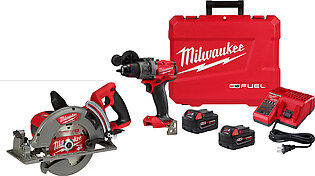 Milwaukee M18 FUEL 1/2" Hammer Drill/Driver Kit & M18 FUEL Rear Handle 7-1/4" Circular Saw 2830-20 & 2904-22
