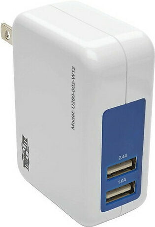 Tripp Lite by Eaton 2-Port USB Wall/Travel Charger, 5V, 1.0/2.4A U280-002-W12