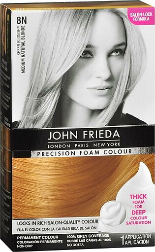 John Frieda Precision Foam Colour Permanent Hair Colour Kit Sheer Blonde (Medium Natural Blonde) – 1 EA