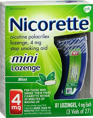 Nicorette Stop Smoking Aid Mini Lozenges 4 mg Mint – 81 EA