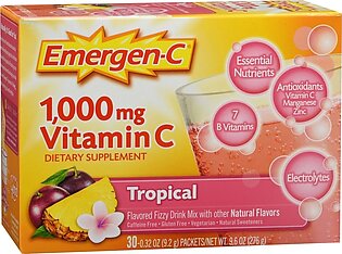Emergen-C Vitamin C Dietary Supplement 1000 mg Fizzy Drink Mix Packets Tropical – 30 EA