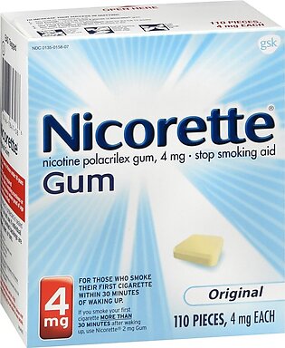 Nicorette Stop Smoking Aid Gum 4 mg Original – 110 EA