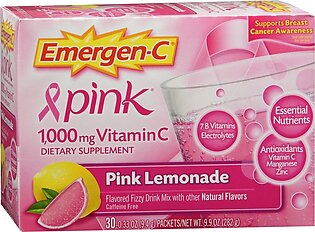 Emergen-C Pink Vitamin C Dietary Supplement 1000 mg Fizzy Drink Mix Packets Pink Lemonade – 30 EA