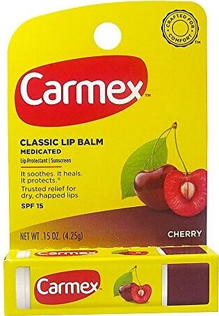 Carmex Cherry Flavor Moisturizing Lip Balm Stick SPF 15, 0.15 oz