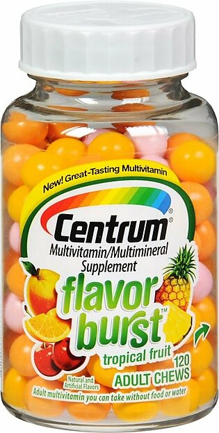 Centrum Flavor Burst Multivitamin/Multimineral Supplement Adult Chews Tropical Fruit – 120 EA