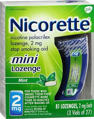 Nicorette Stop Smoking Aid Mini Lozenges 2 mg Mint – 81 EA