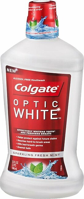Colgate Optic White Mouthwash Sparkling Fresh Mint – 32 OZ