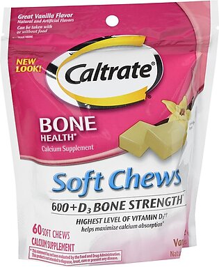 Caltrate Soft Chews 600 + D3 Vanilla Creme – 60 EA