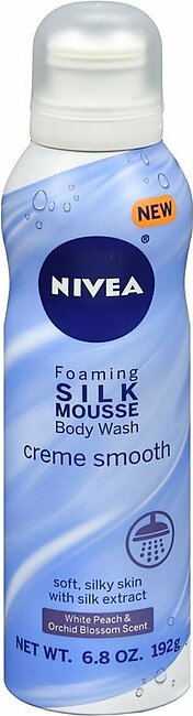 Nivea Foaming Silk Mousse Body Wash White Peach & Orchid Blossom Scent – 6.8 OZ