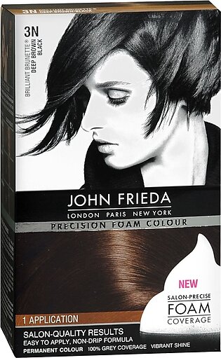 John Frieda Precision Foam Colour Permanent Hair Colour Kit 3N Brilliant Brunette (Deep Brown Black) – 1 EA
