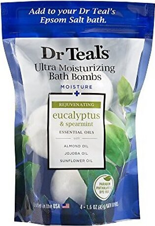 Dr Teal’s Ultra Moisturizing Bath Bombs, Eucalyptus, 4 Bath Bombs, 1.6oz