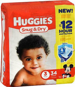 HUGGIES Snug & Dry Diapers Size 3 – 34 EA