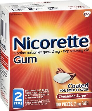Nicorette Stop Smoking Aid Gum 2 mg Cinnamon Surge – 100 EA