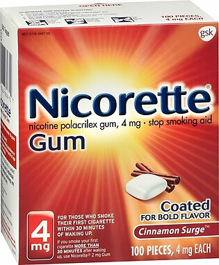 Nicorette Stop Smoking Aid Gum 4 mg Cinnamon Surge – 100 EA