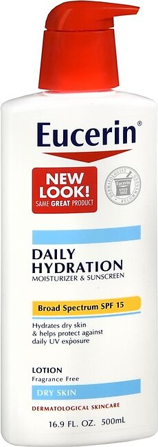 Eucerin Daily Hydration Moisturizer & Sunscreen SPF 15 Fragrance Free – 16.9 OZ