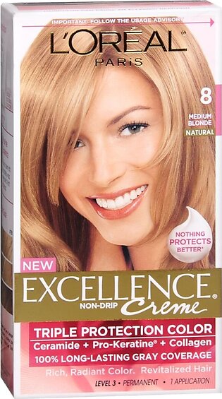 L’Oreal Excellence Creme – 8 Medium Blonde (Natural) – 1 EA