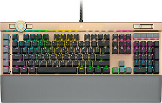 CORSAIR K100 RGB, Optical Switch, AXON 44-Zone RGB, PBT Double-Shot Keycaps, Gold, Mechanical Gaming Keyboard