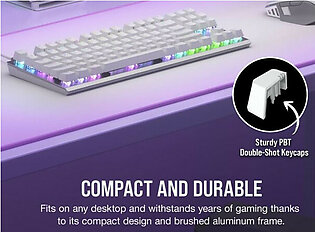 CORSAIR K60 PRO TKL RGB Compact Tenkeyless Optical-Mechanical Gaming Keyboard- White, USB-C Fast Setup, Fast Input. PBT Doubleshot KeyCaps