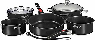 Stainless Steel Nesting RV Induction Cookware, 10 Piece Set, Black