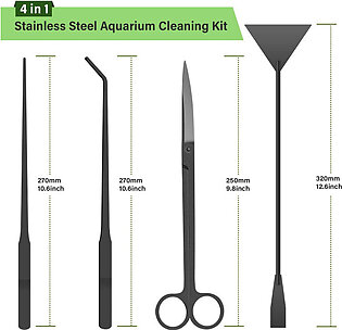 Simple Deluxe Aquarium Aquascape Tools Kit, 4 in 1 Anti-Rust..