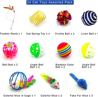 iCAGY Cat Toys, Kitten Toys, 24 Assorted Cat Stuff Toys Pack..