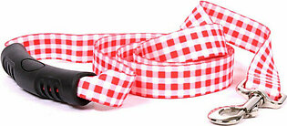 Yellow Dog Design Gingham Red Ez-Grip Dog Leash with Comfort..