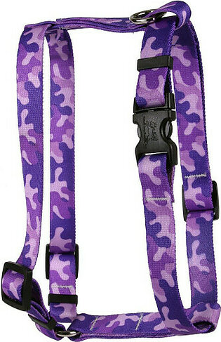 Yellow Dog Design Camo Purple Roman Style H Dog Harness, Sma..