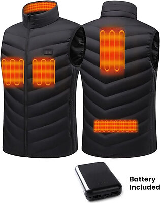 Men’s Puffer Style Black Heated Vest | Battery Pack Included