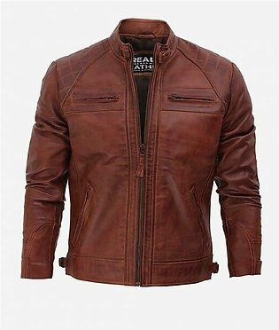 Men’s Cognac Wax Real Leather Biker Jacket | Superior Quality Jacket