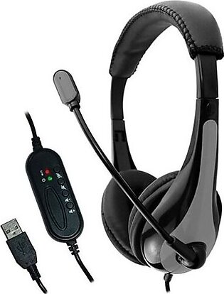 AVID AE-39 USB HEADSET WITH MIC & INLINE CONTROLS, GRAY