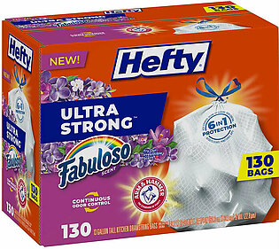 Hefty Ultra Strong Kitchen Drawstring Trash Bags, Fabuloso Scent (13 gal., 130 ct.)