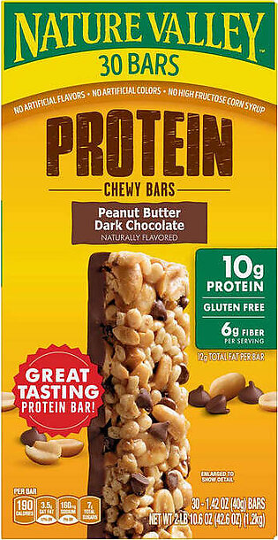 Nature Valley Protein Bar, Peanut Butter Dark Chocolate, 1.42 oz, 30-count