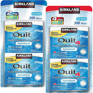 Kirkland Signature Quit 2 mg. or 4 mg. Ice Mint Gum, 300 Pieces