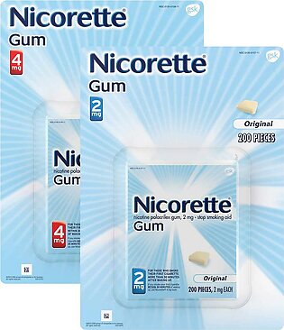 Nicorette Quit Smoking Aid 2mg. or 4mg., Original Flavor Gum 200 Pieces