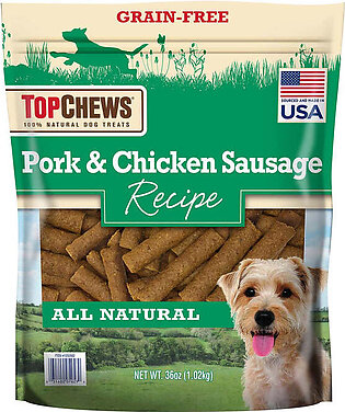 Top Chews Pork and Chicken Sausage Dog Treats, 36 oz.