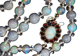 Vintage 9CT 9K Opals Garnets Necklace Beads Australian