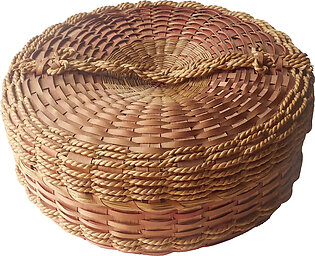 Wabanaki Native American Basket Lid Split Ash Antique Hong Kong Cord